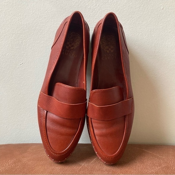 Vince Camuto | Golinda Oxblood Leather Studded Lug Sole Loafers - Picture 2 of 6